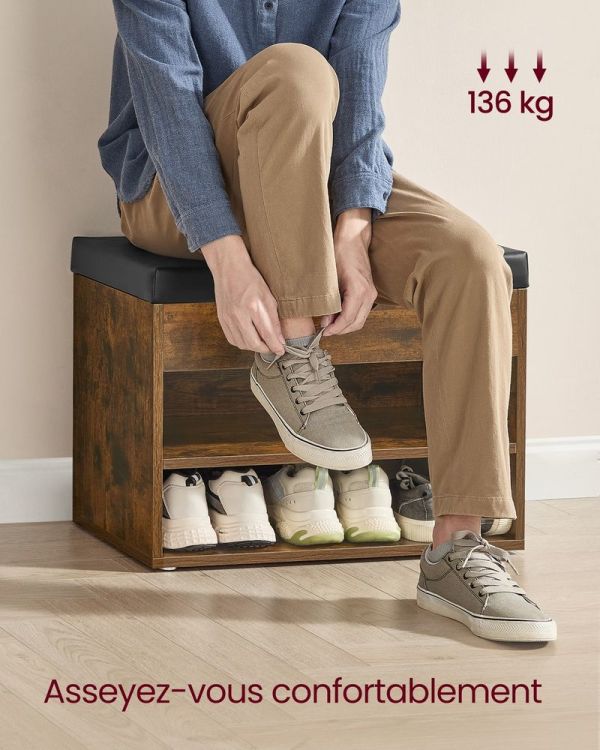 Banc à Chaussures Entrée Coffre Rustique