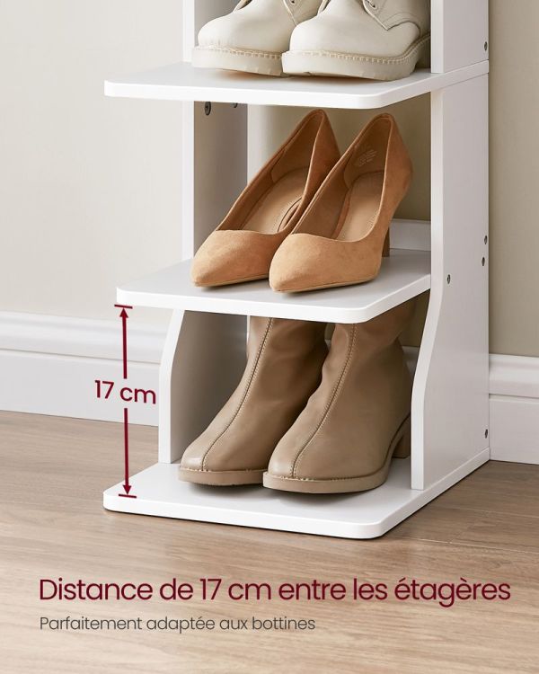 Meuble à Chaussures Colonne 7 Niveaux Blanc