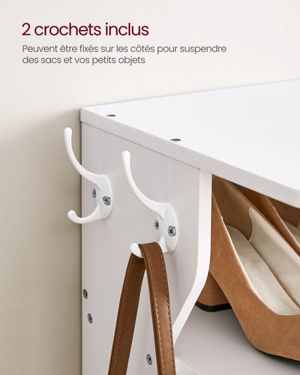Meuble à Chaussures Colonne 7 Niveaux Blanc