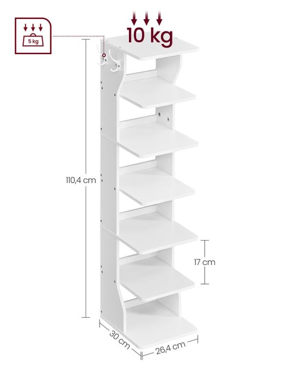 Meuble à Chaussures Colonne 7 Niveaux Blanc