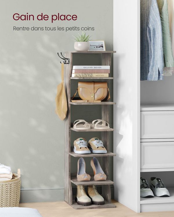 Meuble à Chaussures Colonne 7 Niveaux Grège
