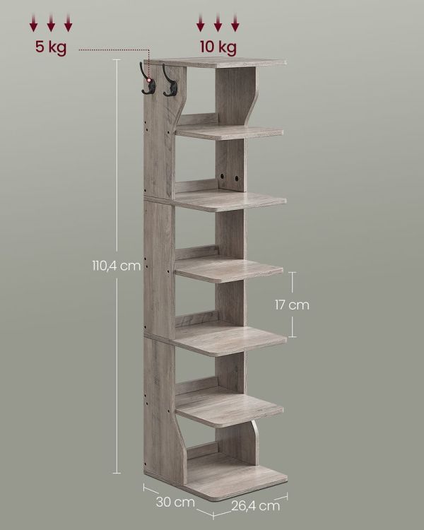 Meuble à Chaussures Colonne 7 Niveaux Grège
