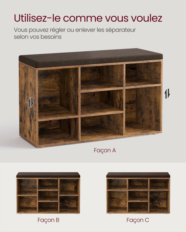 Banc à Chaussures 9 Paires Rustique