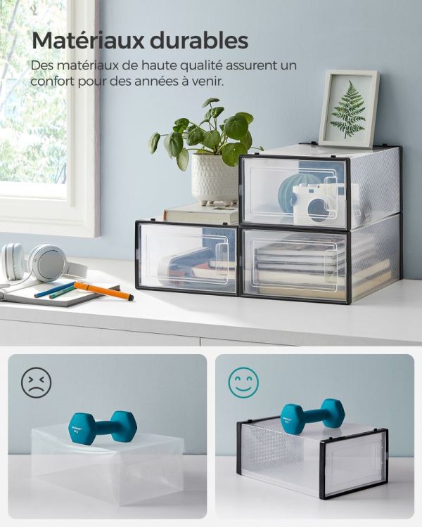 Boîtes à Chaussures Transparentes Empilables Noir