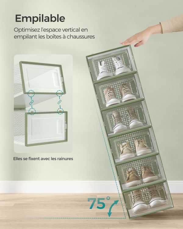 Boîtes à Chaussures Transparentes Empilables Vert