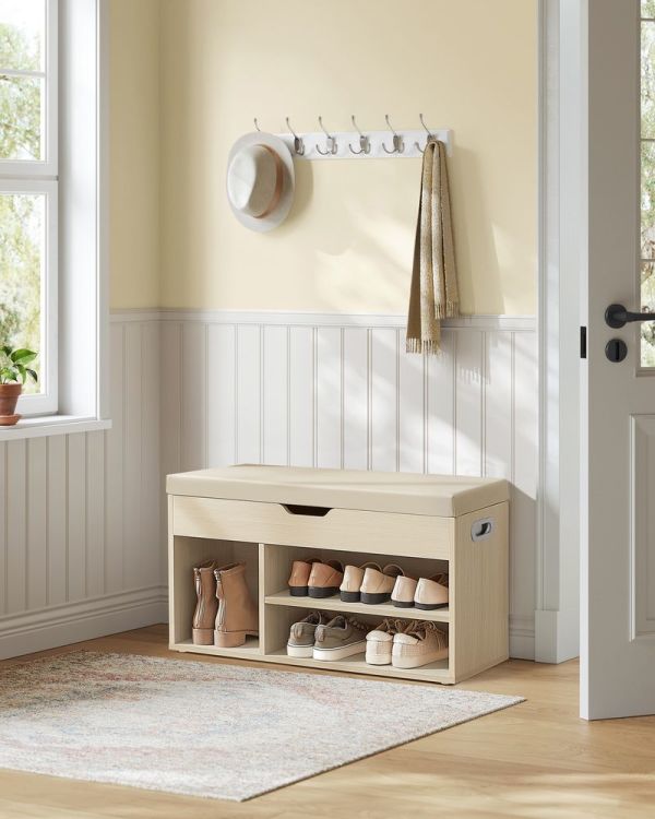 Banc à Chaussures Rembourré Beige 80 cm
