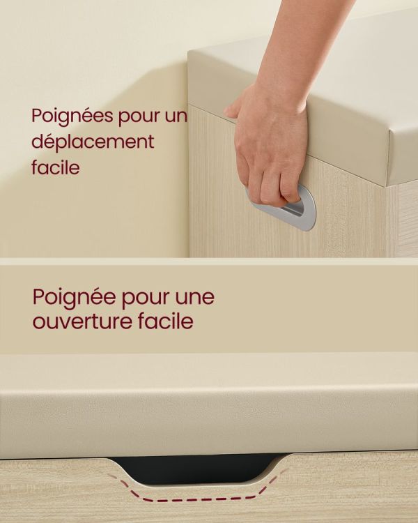 Banc à Chaussures Rembourré Beige 80 cm