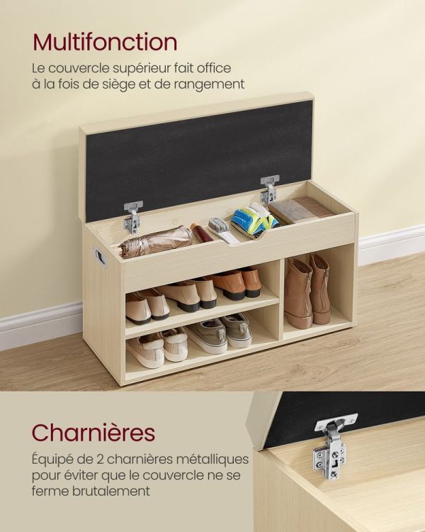 Banc à Chaussures Rembourré Beige 80 cm