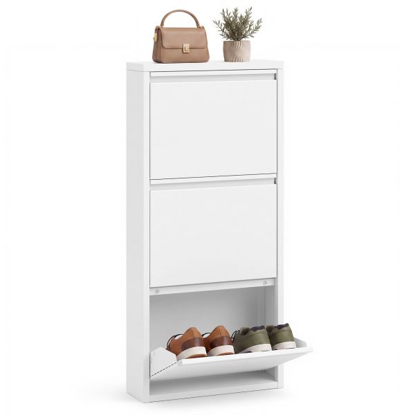 Meuble à Chaussures Extra Plat 15 cm Blanc