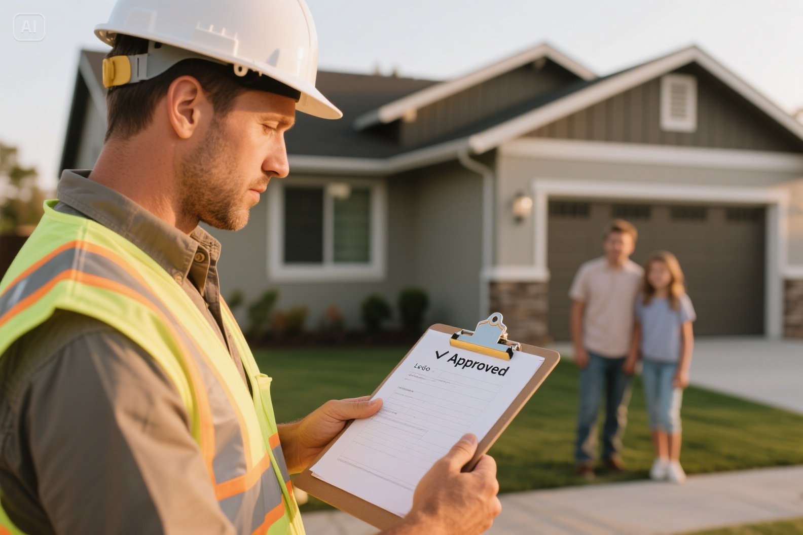Roofing contractor with clipboard