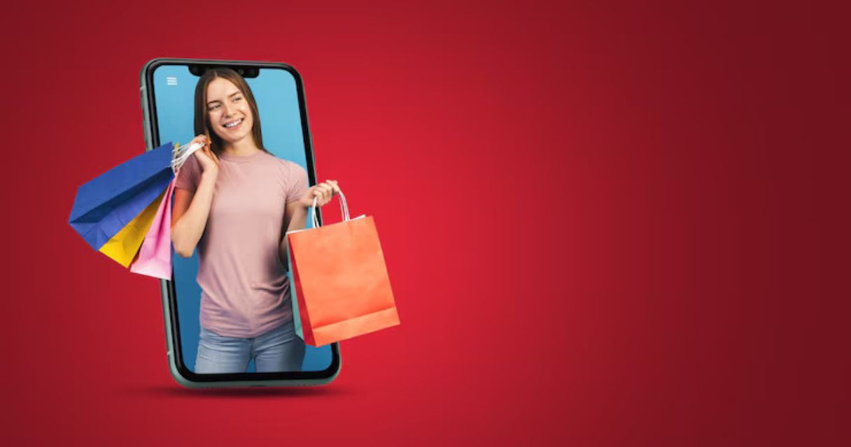 Online shopping girl