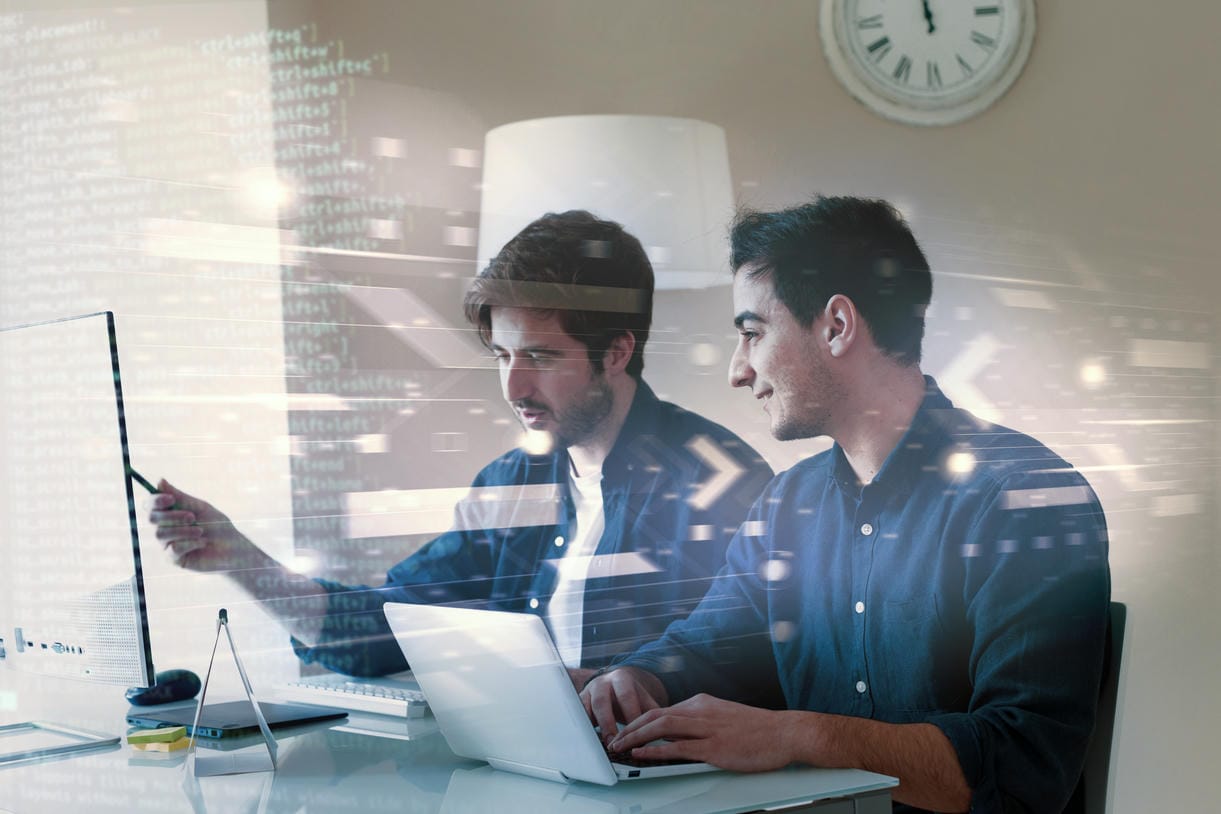 Person working html on computer