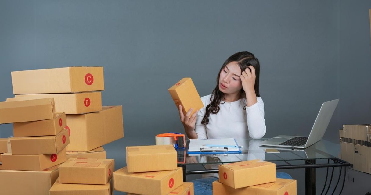 Men and women are helping to pack the boxes.