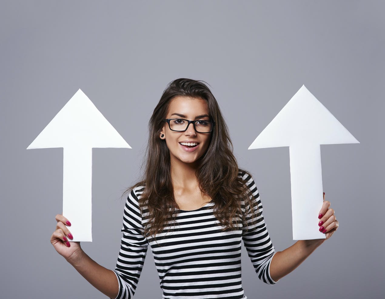 Arrow signs showing direction upward
