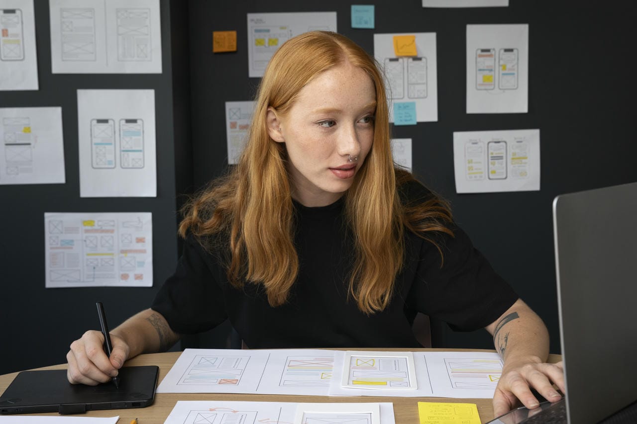 Female web designer in the office