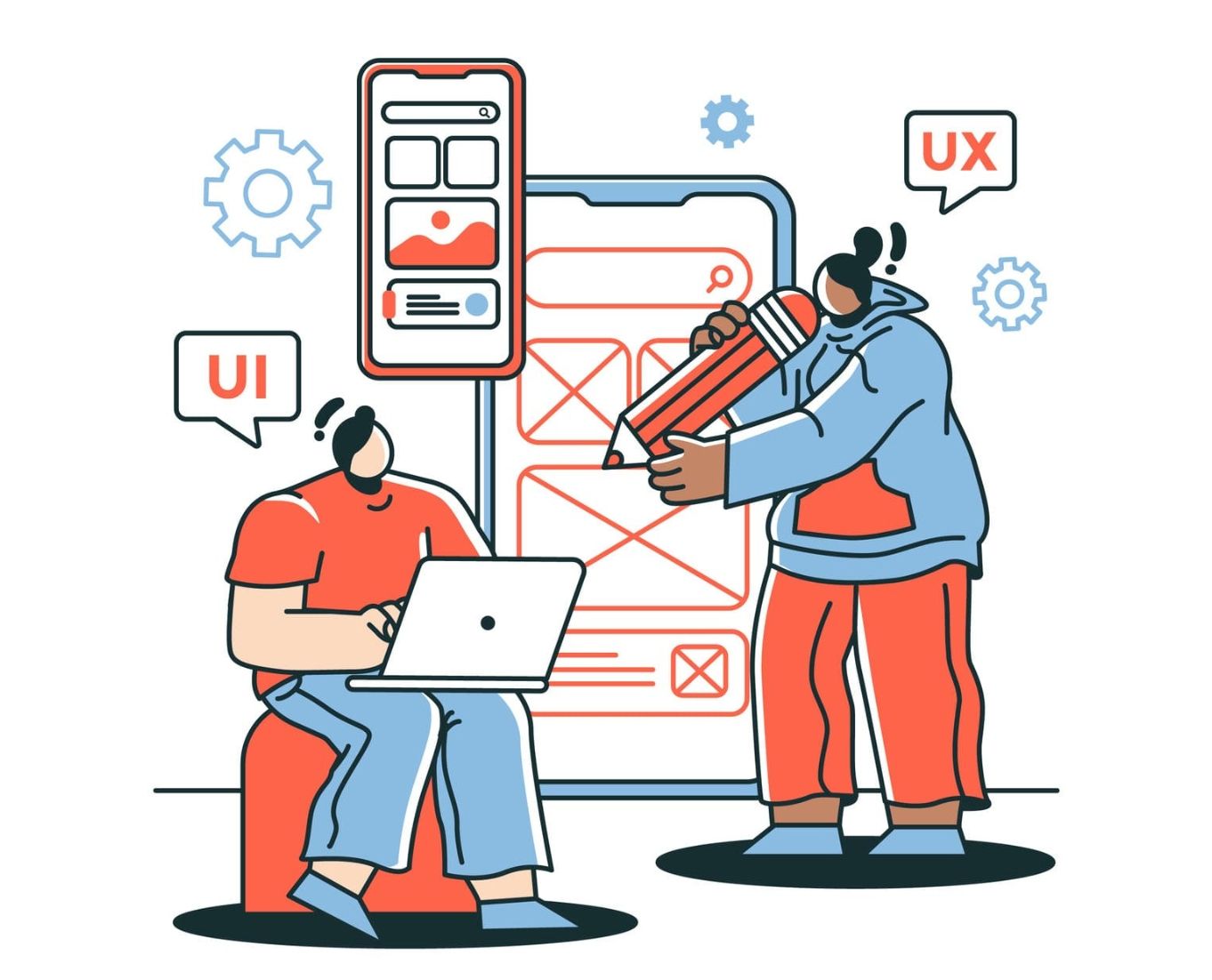 Mobile ui-ux concept illustration