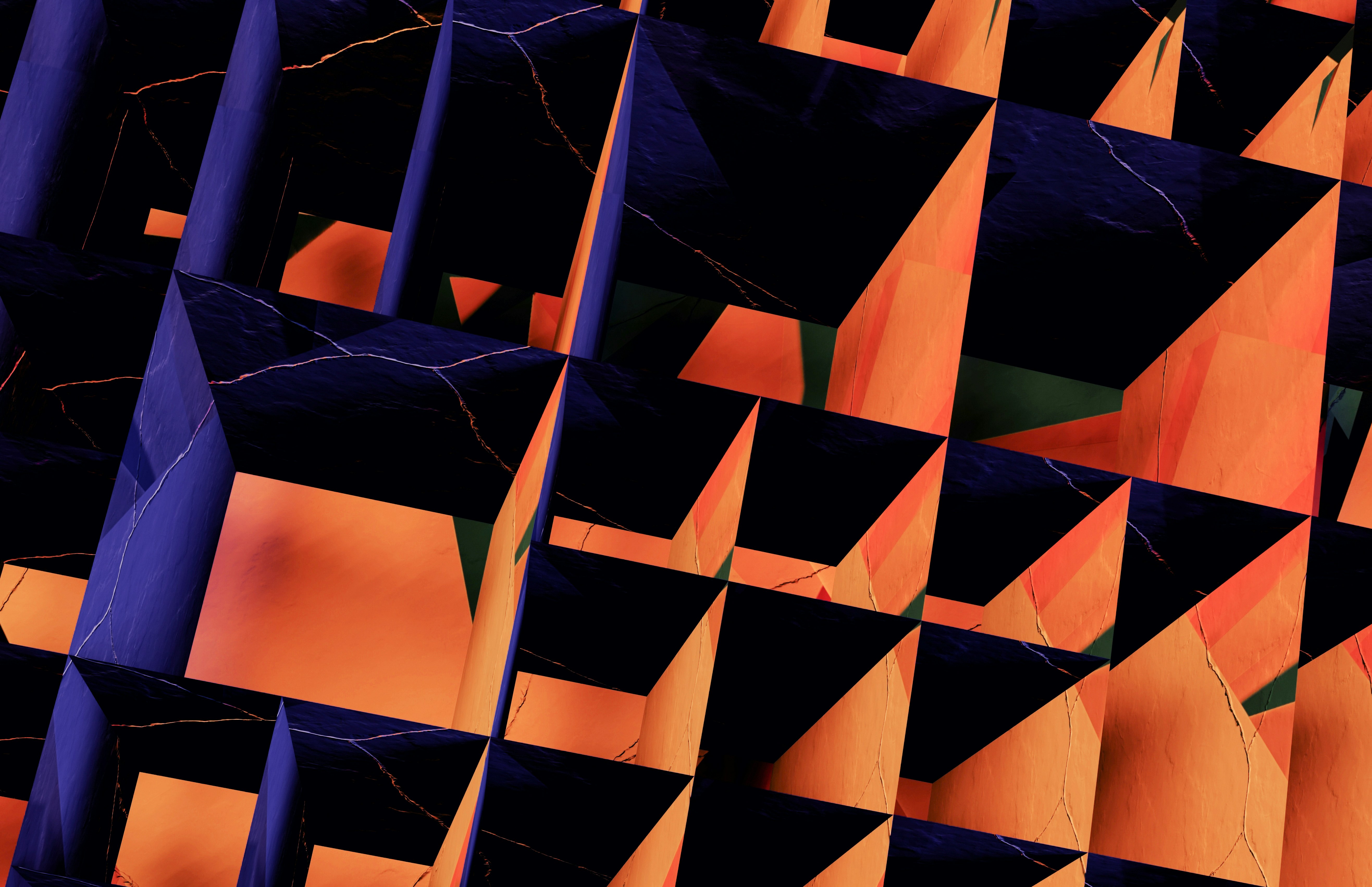 Abstract visualization of a fractured design system with AI-generated components drifting apart from a central structured core
