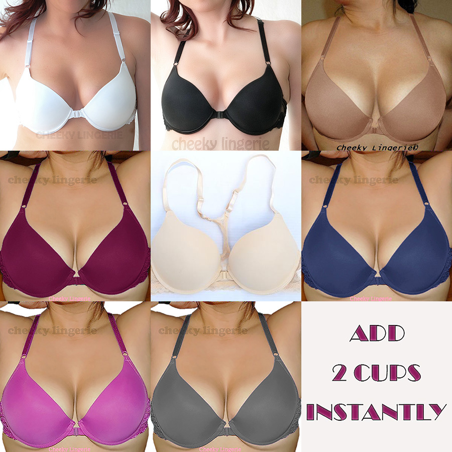 32 34 36 B C ADD Two 2 CUP Sizes Push Up Padded Front Close Lace