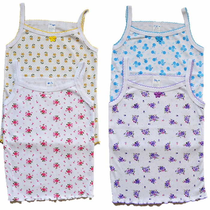 4-Pack Butterfly BOW DETAIL GIRLS UNDERSHIRT Camisole Thin Straps TANK Tops Lot