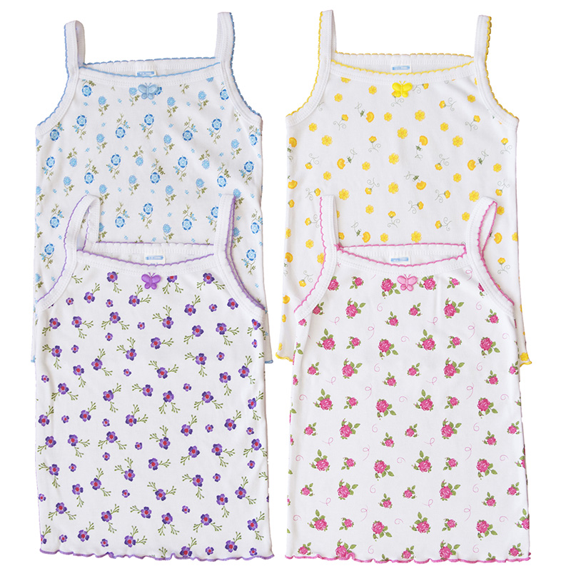 4-Pack Butterfly BOW DETAIL GIRLS UNDERSHIRT Camisole Thin Straps TANK Tops Lot