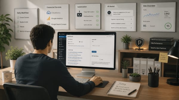Organized workspace supporting safe website management workflows