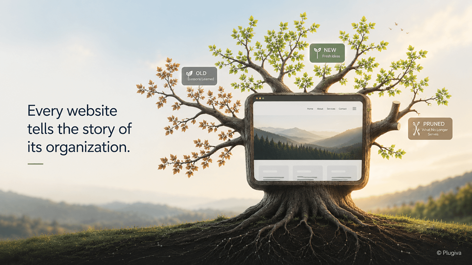 Tree illustrating how websites evolve as organizations change over time