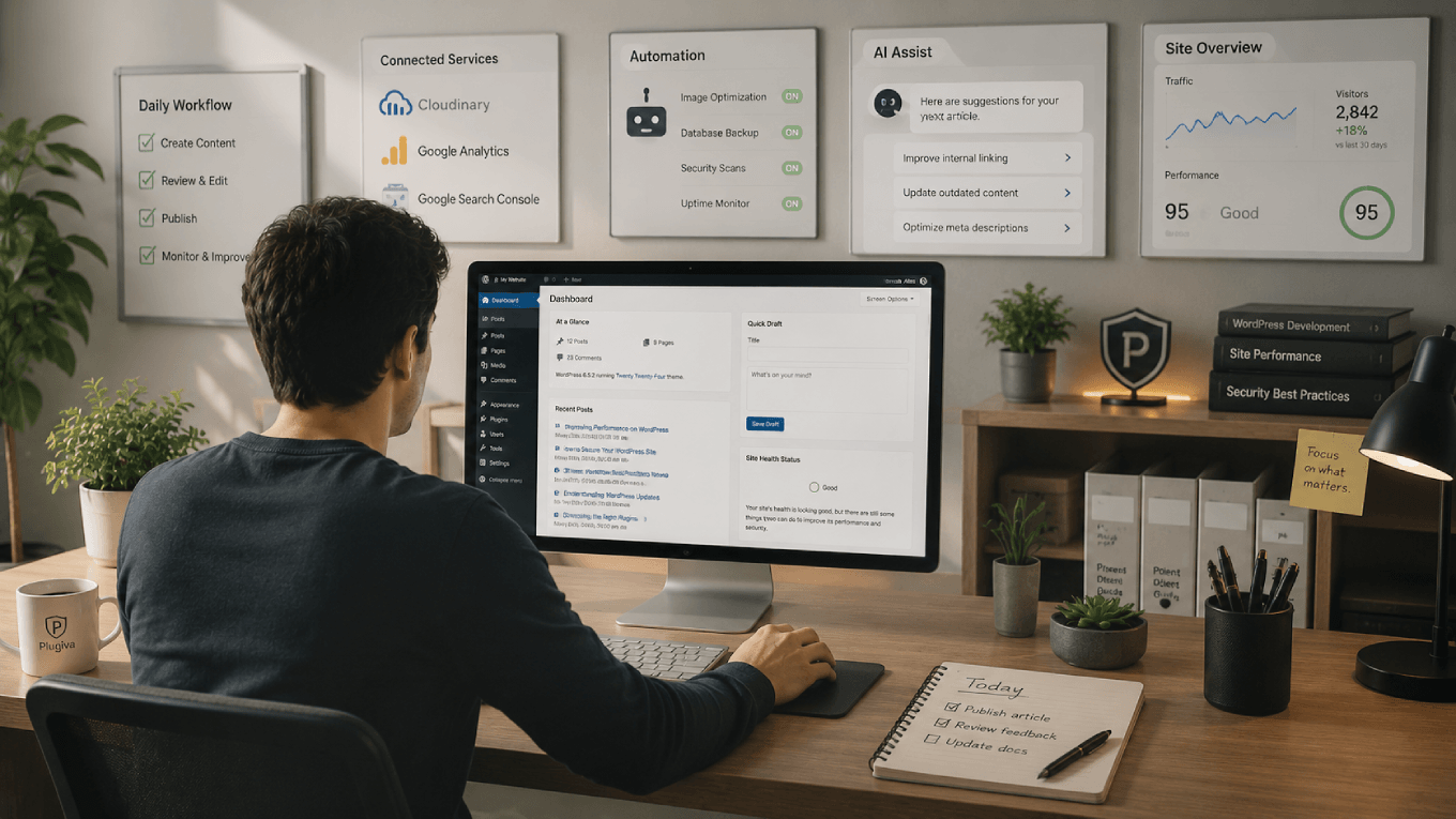 Organized workspace supporting safe website management workflows