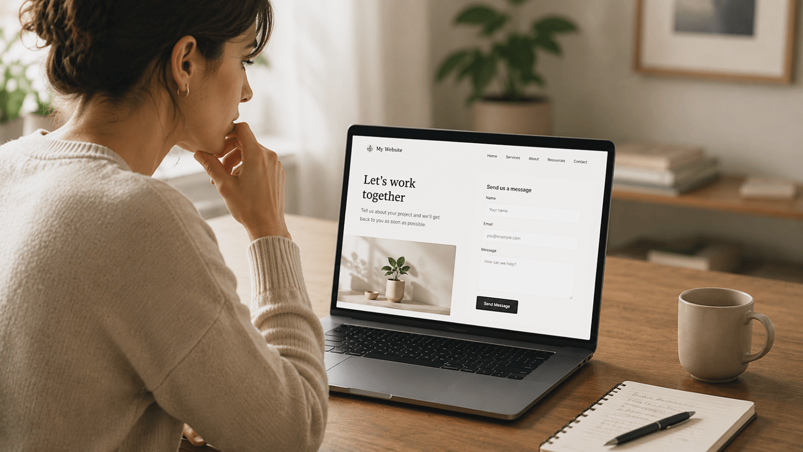 Website visitor hesitating before completing an action on a webpage