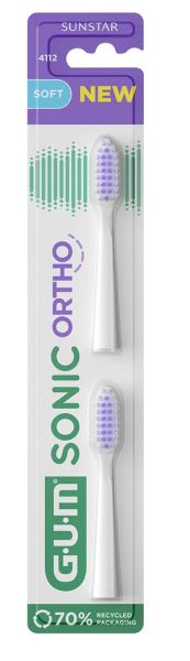 BØRSTEHODER SONIC ORTHO MYK HVIT 2 STK GUM