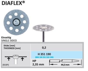 DIAMANT HS 351-190 SKIVE DIAFLEX ENKELTSIDIG STK HORICO