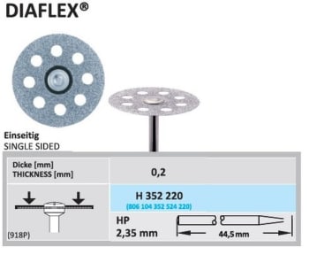 DIAMANT HS 352-220 SKIVE DIAFLEX ENKELTSIDIG STK HORICO