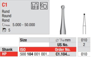 HARDMETALLBOR RUND HS C1-010 5 STK EDENTA