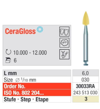 POLERER CERAGLOSS 3 LITEN FLAMME GUL VST 6 STK  EDENTA