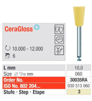 POLERER CERAGLOSS 3 KOPP GUL VST 6 STK  EDENTA