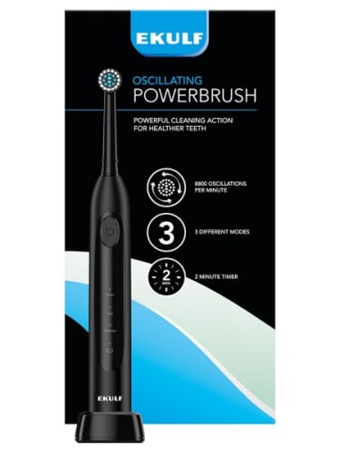 ELEKTRISK TANNBØRSTE POWER BRUSH SVART EKULF