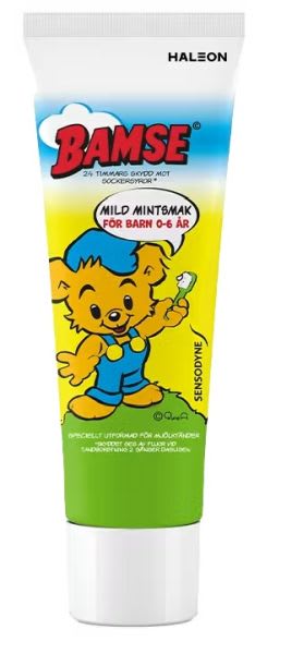 TANNKREM BARN BAMSE MINT 75 ML 12 STK