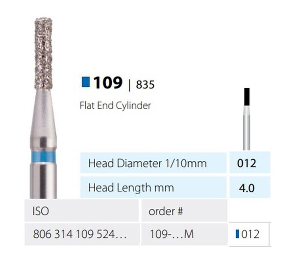 ENGANGSDIAMANT FG 109-012M SYLINDER RETT 25 STK MDT
