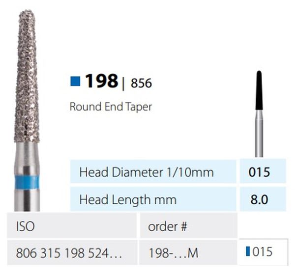 ENGANGSDIAMANT FG 198-015M SYLINDER KONISK AVRUNDET 25 STK M