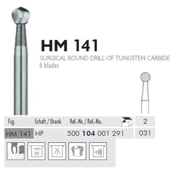 HARDMETALLBOR RUND HS 141-031 2 STK KIRURGISK MEISINGER