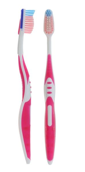 TANNBØRSTER VOKSEN MEDIUM ROSA 1 STK M+W