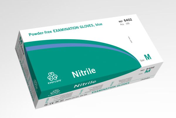 HANSKER EVERCARE NITRIL BLÅ MEDIUM PUDDERFRI 100 STK 6402
