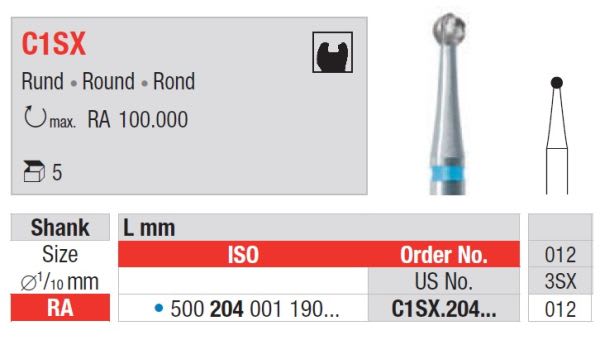 HARDMETALLBOR RUND VS C1SX-012 5 STK EDENTA