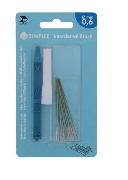 INTERDENTALBØRSTER 0.6MM BLÅ 12 STK SIMPLEE