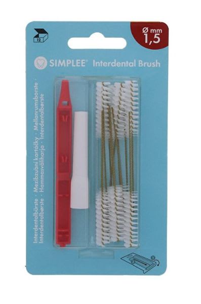 INTERDENTALBØRSTER 1.5MM MØRK RØD 12 STK SIMPLEE