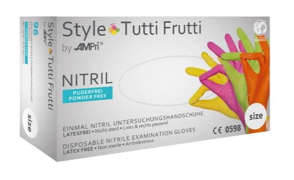 HANSKER TUTTI FRUTTI NITRIL SMALL ASSORTERTE FARGER 96 STK