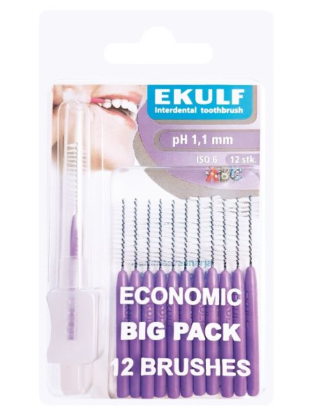 INTERDENTALBØRSTER PH LILLA 1.1MM 12 STK EKULF