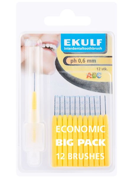 INTERDENTALBØRSTER PH GUL 0.6MM 12 STK EKULF
