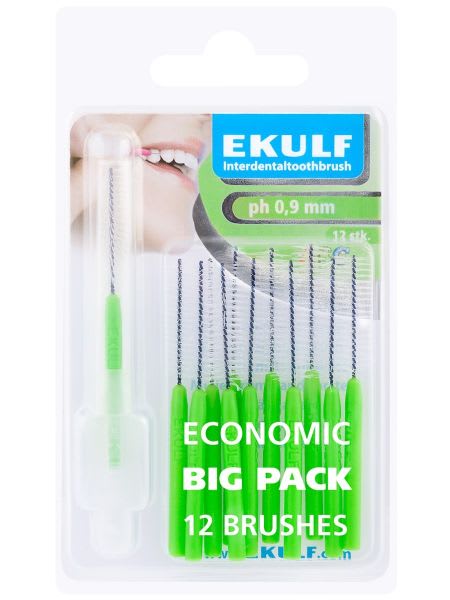 INTERDENTALBØRSTER PH GRØNN 0.9MM 12 STK EKULF
