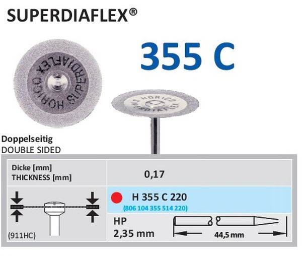 DIAMANT HS 355C-220 SKIVE SUPERDIAFLEX STK HORICO