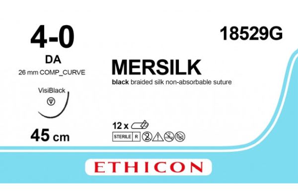 SUTUR SILKE 18529G DA NÅL 4/0 TRÅD 45CM 12 STK